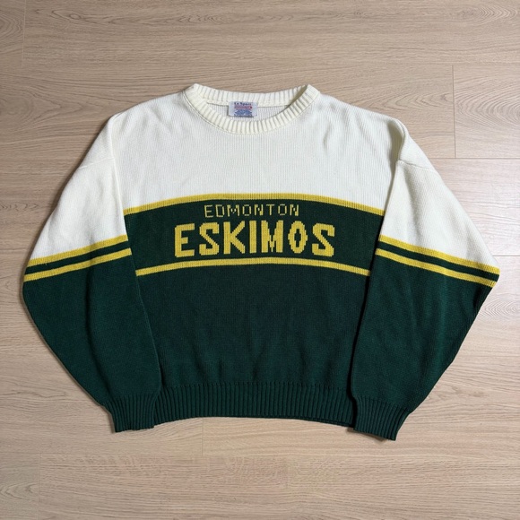 Le Sport Other - Vintage Le Sport Edmonton Eskimos CFL Acrylic Knit Sweater Mens XL Oversized Fit
